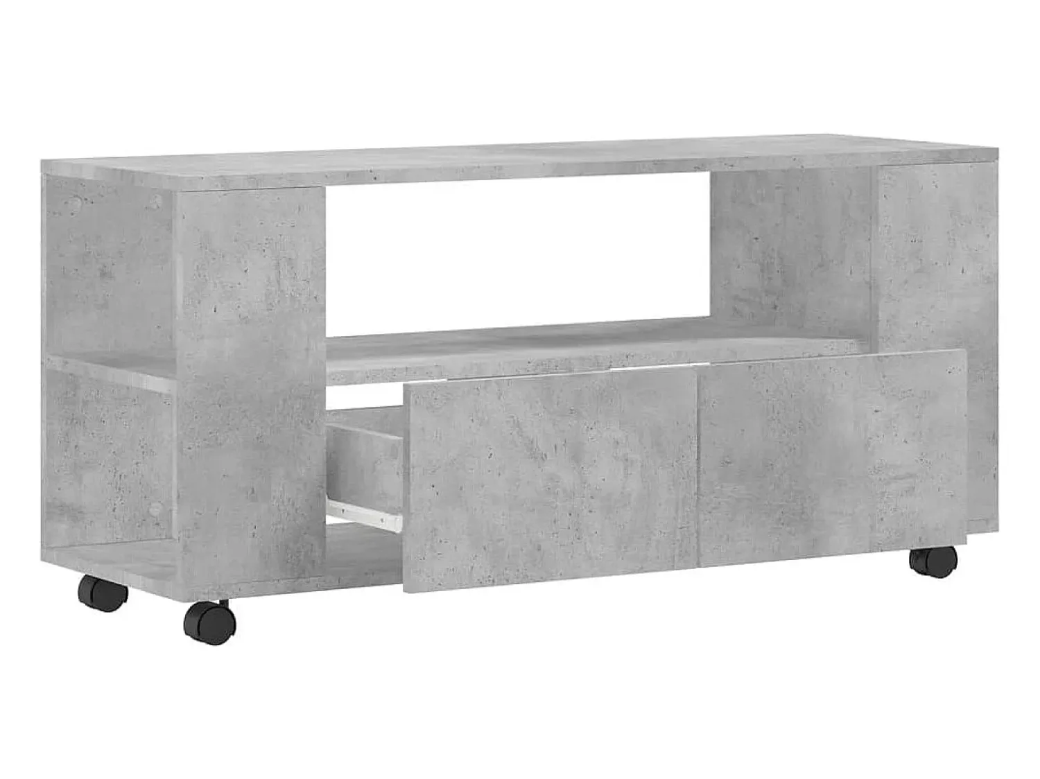 Helloshop26 Móvel de TV multimídia prateleira de televisão televisão buffet sala de jantar sala de estar quarto 102 x 34,5 x 43 cm madeira trabalhada cinza 02_0025560^ Móvel De Tv