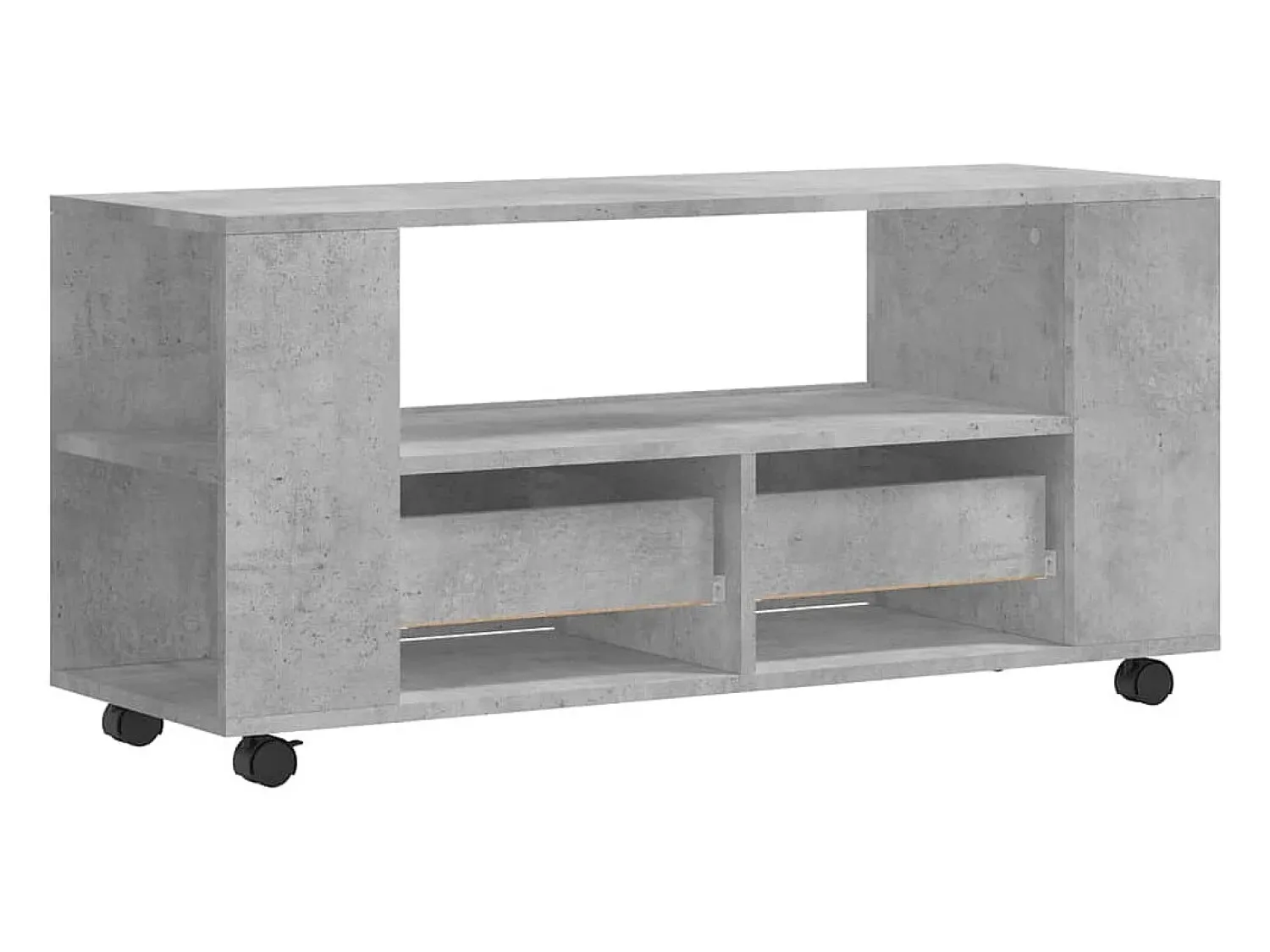 Helloshop26 Móvel de TV multimídia prateleira de televisão televisão buffet sala de jantar sala de estar quarto 102 x 34,5 x 43 cm madeira trabalhada cinza 02_0025560^ Móvel De Tv