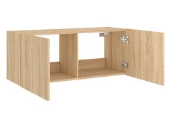 Móvel De Tv|Helloshop26 Móvel de TV multimídia prateleira de TV aparador de TV sala de jantar sala de estar quarto parede com luzes LED carvalho sonoma 100 x 35 x 41 cm marrom 02_0028005 Castanho