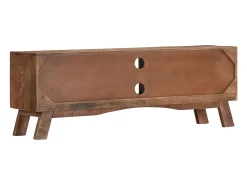 Best Helloshop26 Móvel de TV multimídia prateleira de televisão televisão buffet sala de jantar sala de estar quarto 110 x 30 x 40 cm madeira de mangueira crua marrom 02_0025717 Castanho