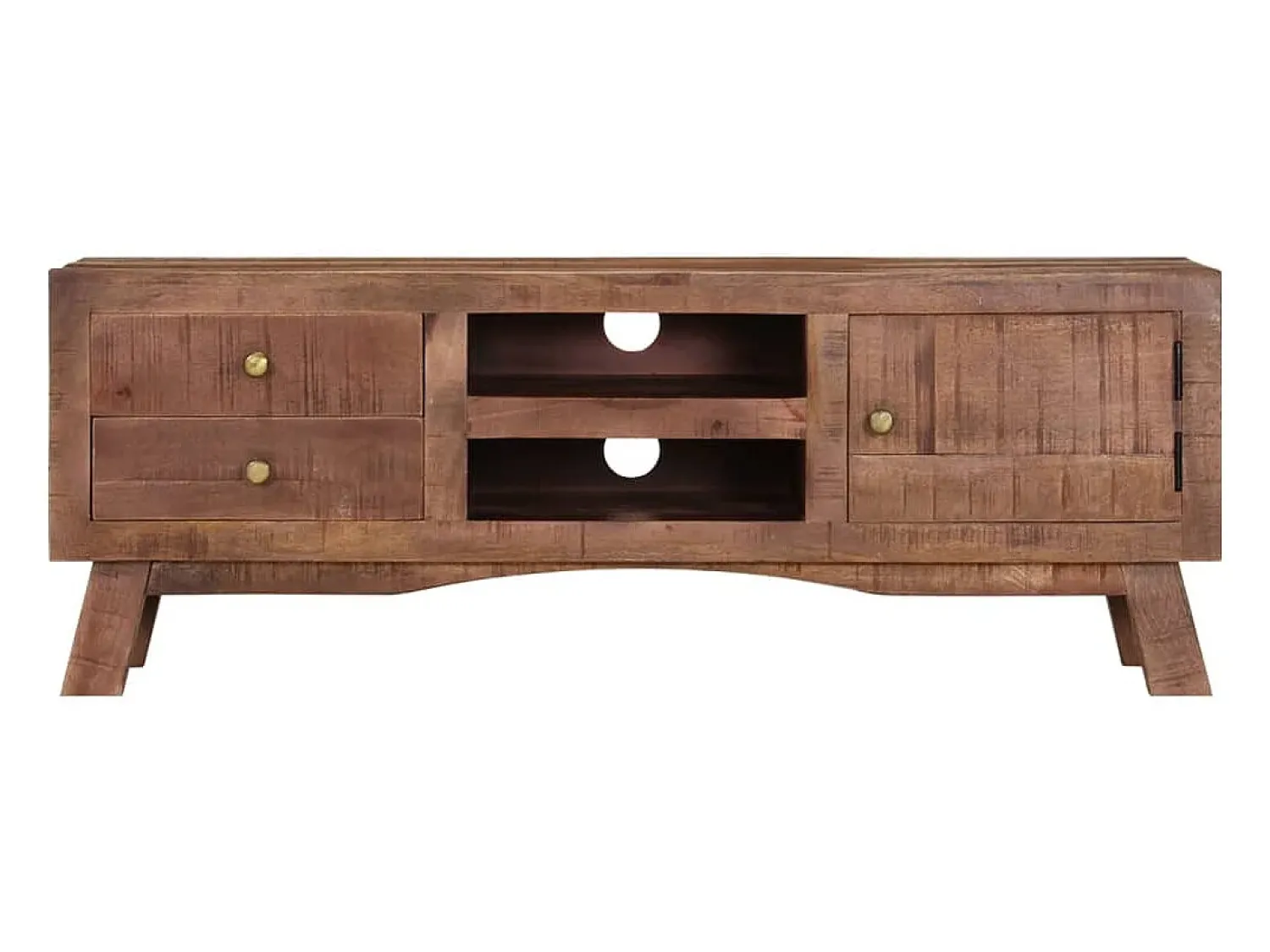 Best Helloshop26 Móvel de TV multimídia prateleira de televisão televisão buffet sala de jantar sala de estar quarto 110 x 30 x 40 cm madeira de mangueira crua marrom 02_0025717 Castanho