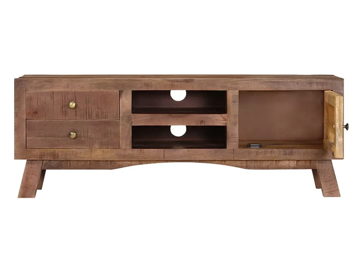 Best Helloshop26 Móvel de TV multimídia prateleira de televisão televisão buffet sala de jantar sala de estar quarto 110 x 30 x 40 cm madeira de mangueira crua marrom 02_0025717 Castanho