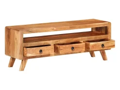 Móvel De Tv|Helloshop26 Móvel de TV multimídia prateleira de televisão televisão buffet sala de jantar sala de estar quarto 110 x 30 x 40 cm madeira de acácia maciça marrom 02_0025714 Castanho