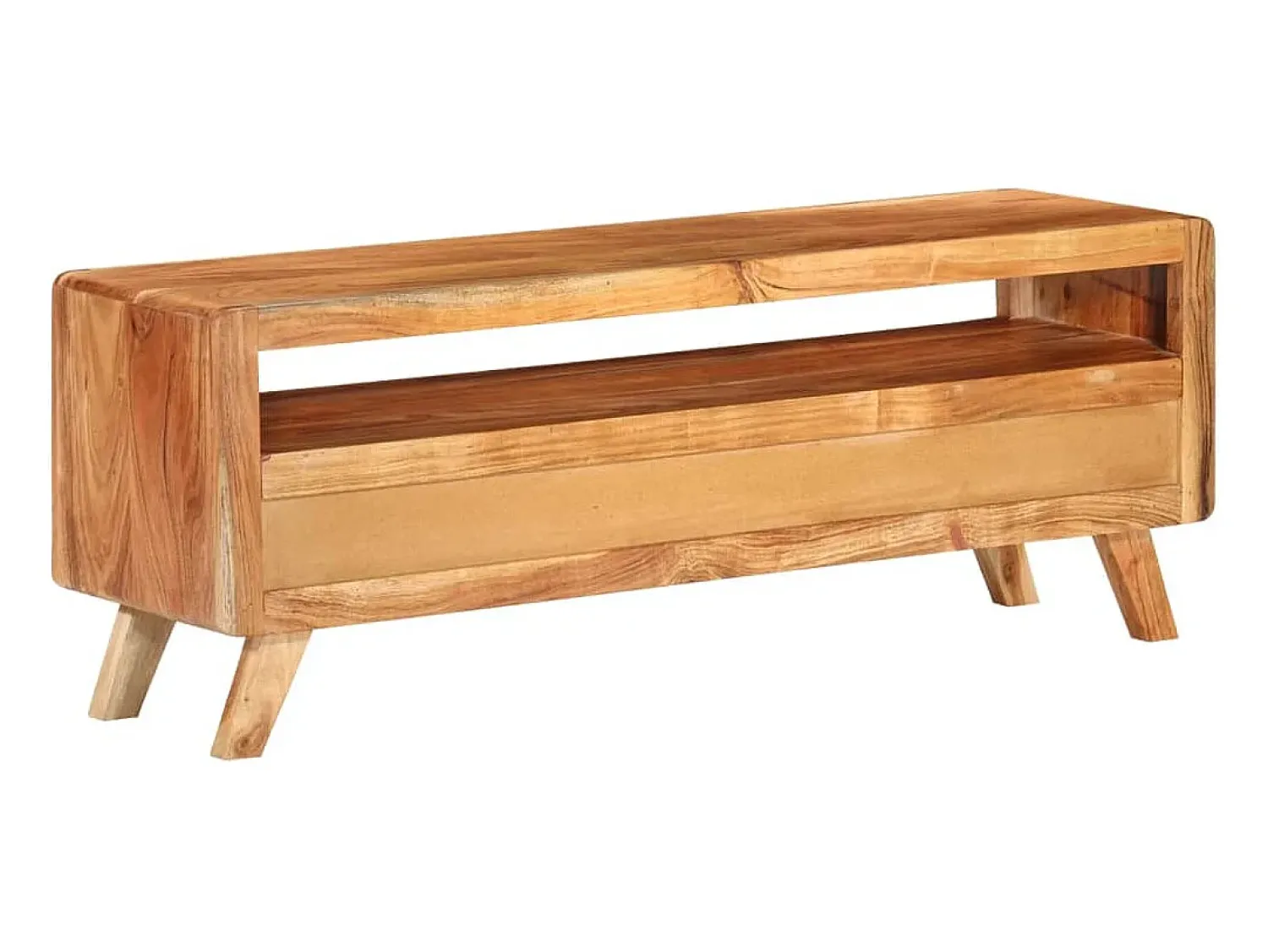 Móvel De Tv|Helloshop26 Móvel de TV multimídia prateleira de televisão televisão buffet sala de jantar sala de estar quarto 110 x 30 x 40 cm madeira de acácia maciça marrom 02_0025714 Castanho