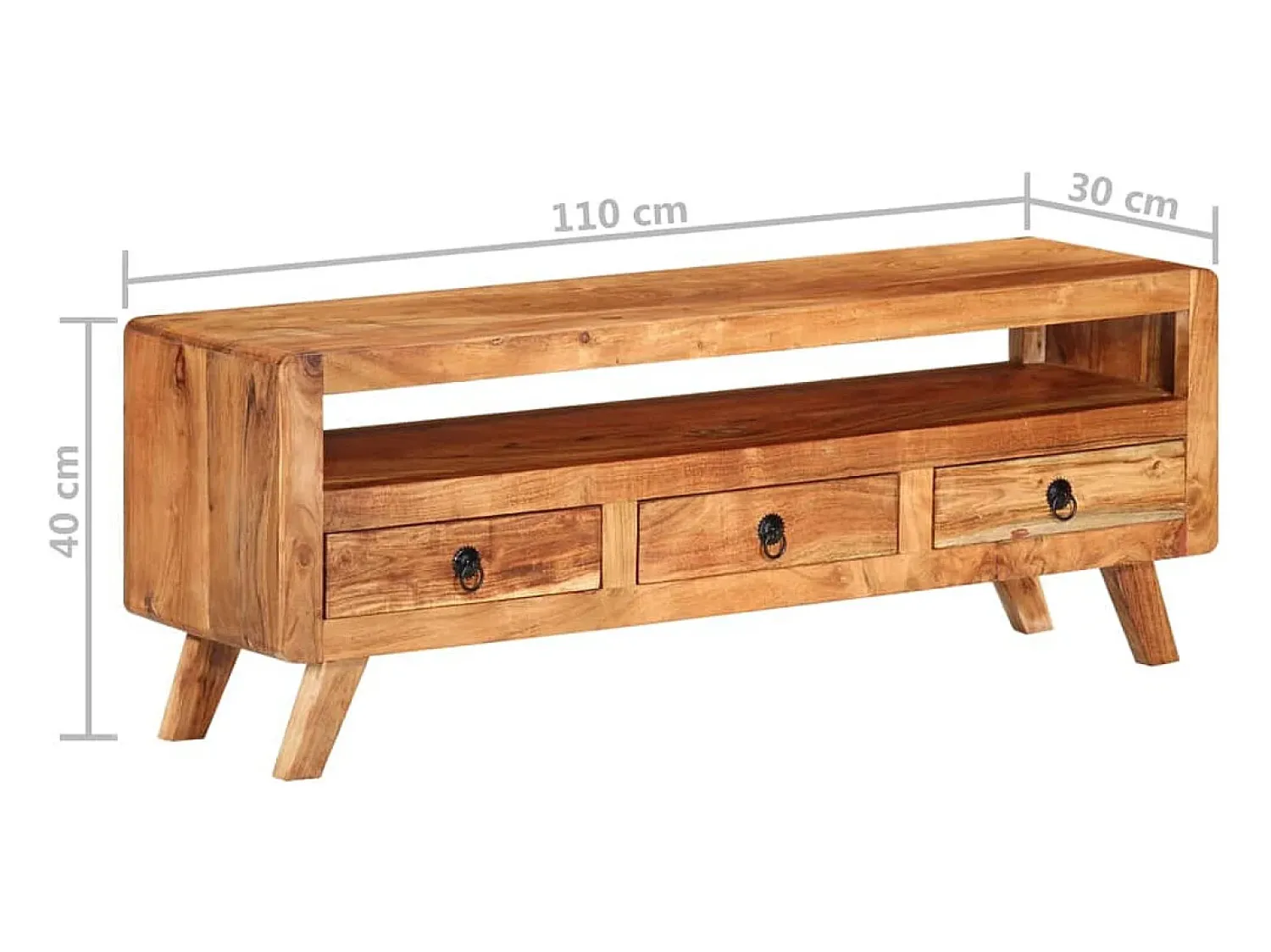 Móvel De Tv|Helloshop26 Móvel de TV multimídia prateleira de televisão televisão buffet sala de jantar sala de estar quarto 110 x 30 x 40 cm madeira de acácia maciça marrom 02_0025714 Castanho