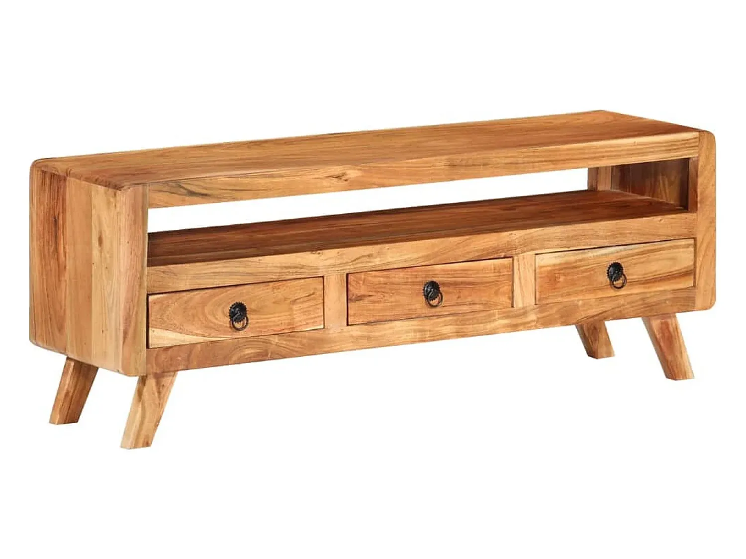 Móvel De Tv|Helloshop26 Móvel de TV multimídia prateleira de televisão televisão buffet sala de jantar sala de estar quarto 110 x 30 x 40 cm madeira de acácia maciça marrom 02_0025714 Castanho
