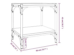 Clearance Helloshop26 Móvel de TV multimídia prateleira de televisão televisão buffet sala de jantar sala de estar quarto 40 x 33 x 41 cm madeira trabalhada e aço preto 02_0026127 Cinzento