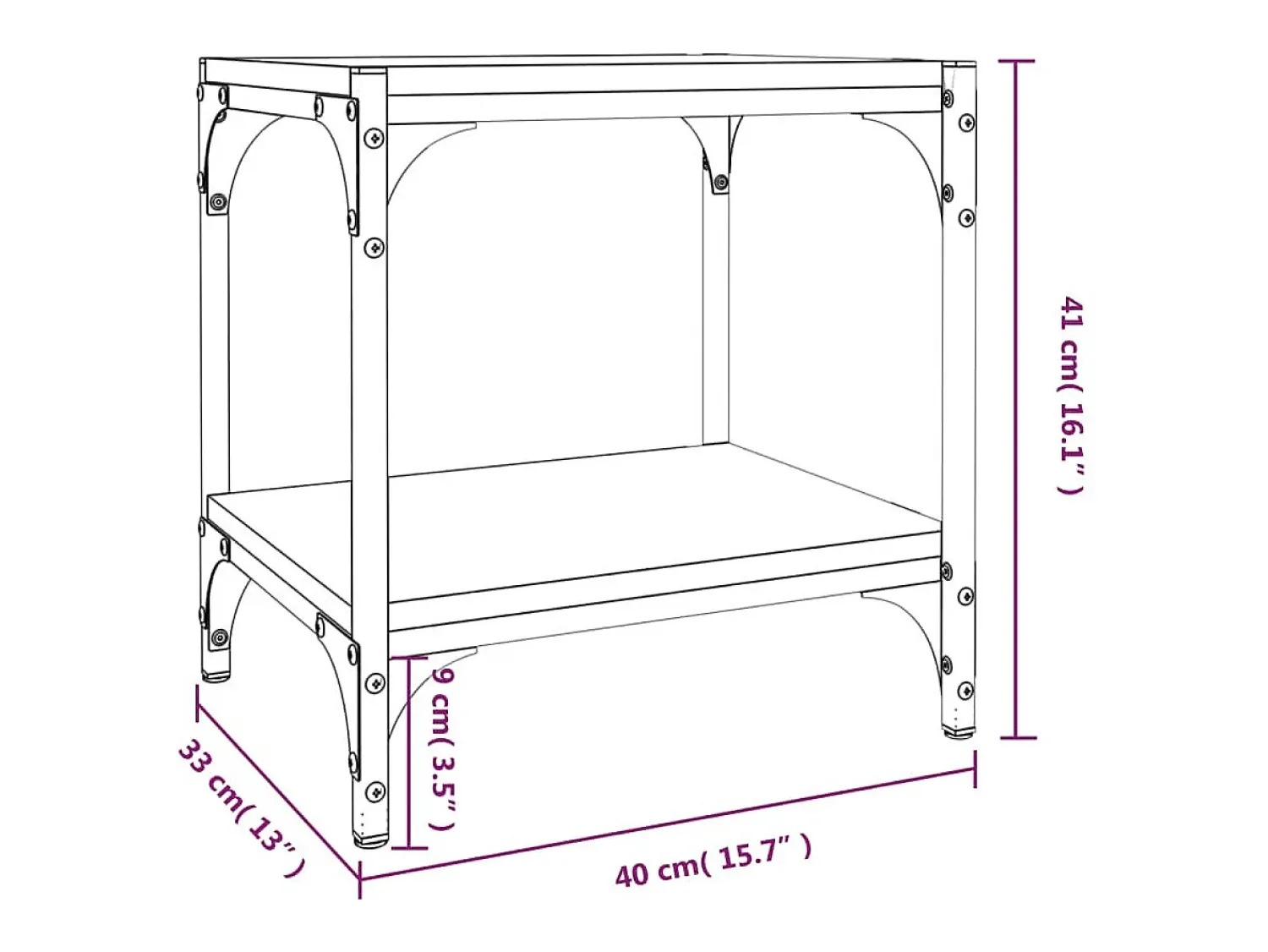 Clearance Helloshop26 Móvel de TV multimídia prateleira de televisão televisão buffet sala de jantar sala de estar quarto 40 x 33 x 41 cm madeira trabalhada e aço preto 02_0026127 Cinzento