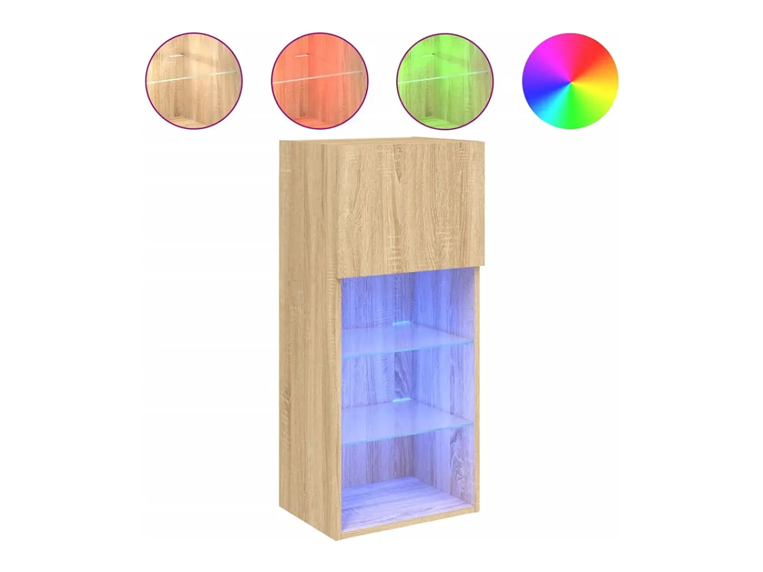 Móvel De Tv|Helloshop26 Móvel de TV multimídia Prateleira de TV aparador de TV sala de jantar sala de estar quarto com luzes LED 2 peças Carvalho Sonoma 405 x 30 x 90 cm marrom 02_0028876 Castanho