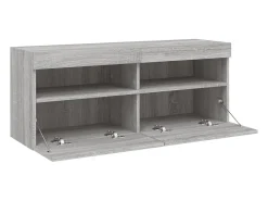 Móvel De Tv*Helloshop26 Móvel de TV multimídia prateleira de TV aparador de TV sala de jantar sala de estar quarto parede com luzes LED sonoma 100 x 30 x 40 cm cinza 02_0028032 Cinzento