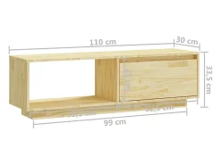 Móvel De Tv|Helloshop26 Móvel de TV multimídia prateleira de televisão televisão buffet sala de jantar sala de estar quarto 110 x 30 x 33,5 cm madeira maciça de pinho marrom 02_0025706 Castanho