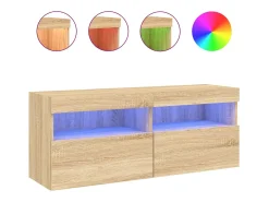 Móvel De Tv*Helloshop26 Móvel de TV multimídia prateleira de TV aparador de TV sala de jantar sala de estar quarto parede com luzes LED carvalho sonoma 100 x 30 x 40 cm marrom 02_0027999 Castanho