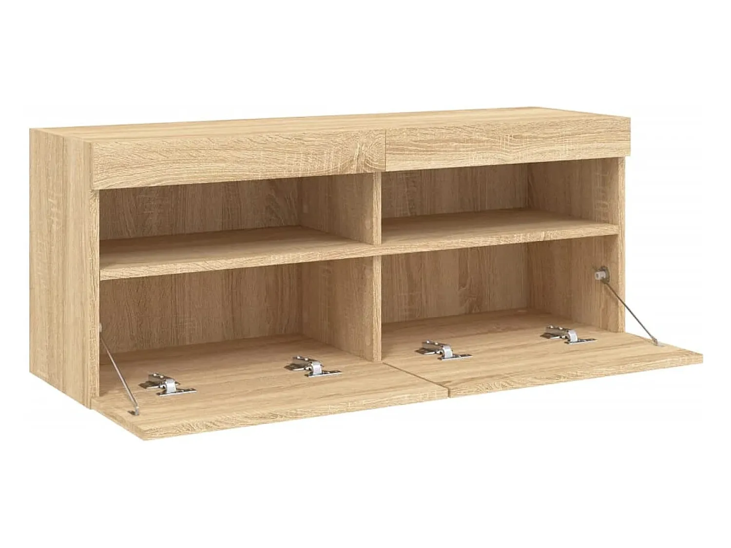 Móvel De Tv*Helloshop26 Móvel de TV multimídia prateleira de TV aparador de TV sala de jantar sala de estar quarto parede com luzes LED carvalho sonoma 100 x 30 x 40 cm marrom 02_0027999 Castanho
