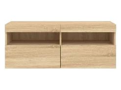 Móvel De Tv*Helloshop26 Móvel de TV multimídia prateleira de TV aparador de TV sala de jantar sala de estar quarto parede com luzes LED carvalho sonoma 100 x 30 x 40 cm marrom 02_0027999 Castanho