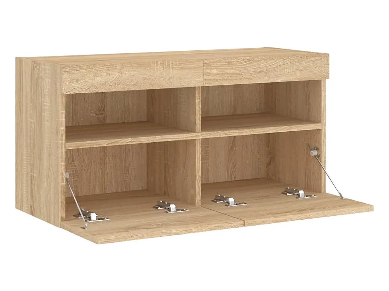 Móvel De Tv|Helloshop26 Móvel de TV multimídia prateleira de TV aparador de TV sala de jantar sala de estar quarto suspenso com luzes LED carvalho Sonoma 80 x 30 x 40 cm marrom 02_0028024 Castanho
