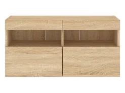 Móvel De Tv|Helloshop26 Móvel de TV multimídia prateleira de TV aparador de TV sala de jantar sala de estar quarto suspenso com luzes LED carvalho Sonoma 80 x 30 x 40 cm marrom 02_0028024 Castanho
