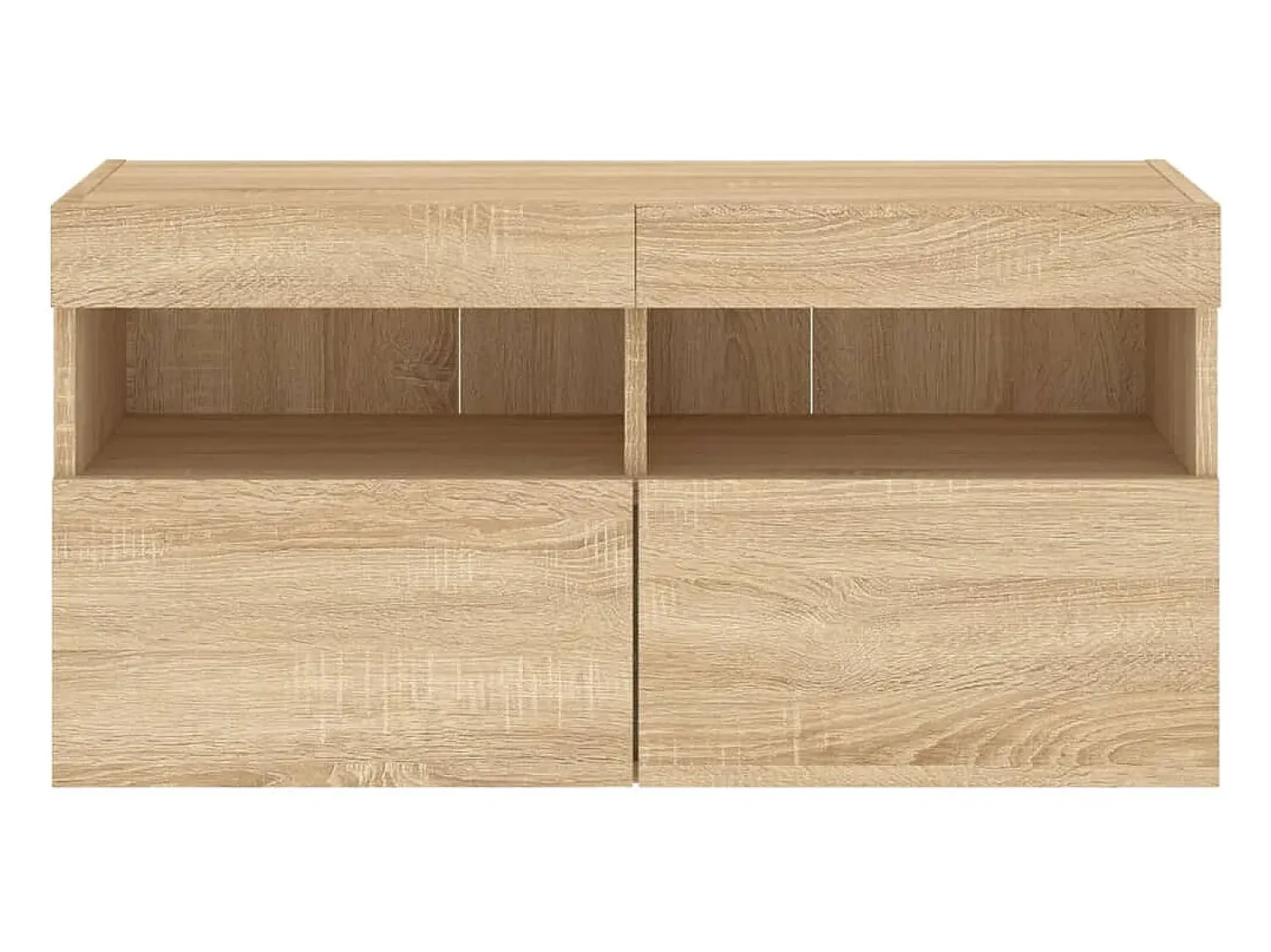 Móvel De Tv|Helloshop26 Móvel de TV multimídia prateleira de TV aparador de TV sala de jantar sala de estar quarto suspenso com luzes LED carvalho Sonoma 80 x 30 x 40 cm marrom 02_0028024 Castanho
