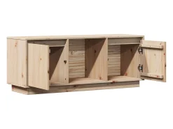 Móvel De Tv|Helloshop26 Móvel de TV multimídia prateleira de televisão televisão buffet sala de jantar sala de estar quarto 110,5 x 35 x 44 cm madeira maciça de pinho marrom 02_0025776 Castanho