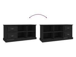 Helloshop26 Móvel de TV multimídia prateleira de televisão televisão buffet sala de jantar sala de estar quarto 102 x 35,5 x 47,5 cm madeira trabalhada preta 02_0025581^ Móvel De Tv