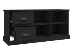 Helloshop26 Móvel de TV multimídia prateleira de televisão televisão buffet sala de jantar sala de estar quarto 102 x 35,5 x 47,5 cm madeira trabalhada preta 02_0025581^ Móvel De Tv