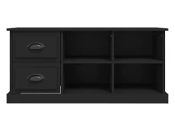 Helloshop26 Móvel de TV multimídia prateleira de televisão televisão buffet sala de jantar sala de estar quarto 102 x 35,5 x 47,5 cm madeira trabalhada preta 02_0025581^ Móvel De Tv