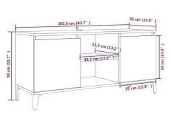 Móvel De Tv|Helloshop26 Móvel de TV multimídia prateleira de televisão televisão buffet sala de jantar sala de estar quarto com pés de metal Sonoma 103,5 x 35 x 50 cm cinza 02_0026879 Cinzento