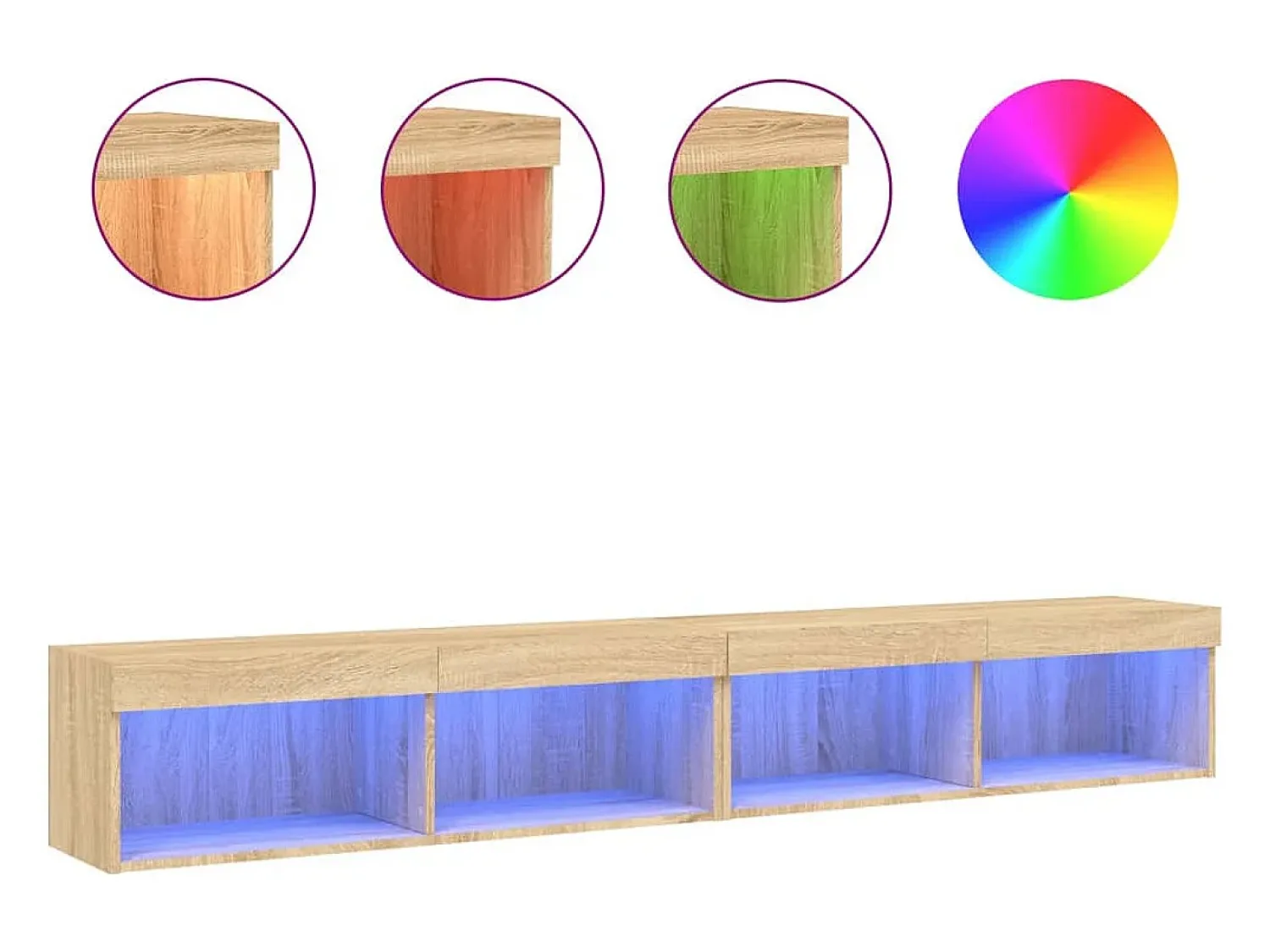 Helloshop26 Móvel de TV multimídia Prateleira de TV Aparador de TV Sala de jantar Sala de estar Quarto com luzes LED 2 peças Carvalho Sonoma 100 x 30 x 30 cm marrom 02_0028871^ Móvel De Tv