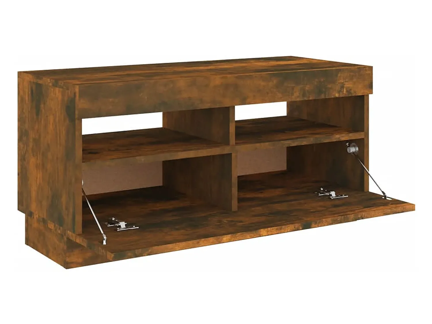Discount Helloshop26 Móvel de TV multimídia prateleira de televisão televisão buffet sala de jantar sala de estar quarto com luzes LED carvalho fumê 80 x 35 x 40 cm marrom 02_0026747 Castanho