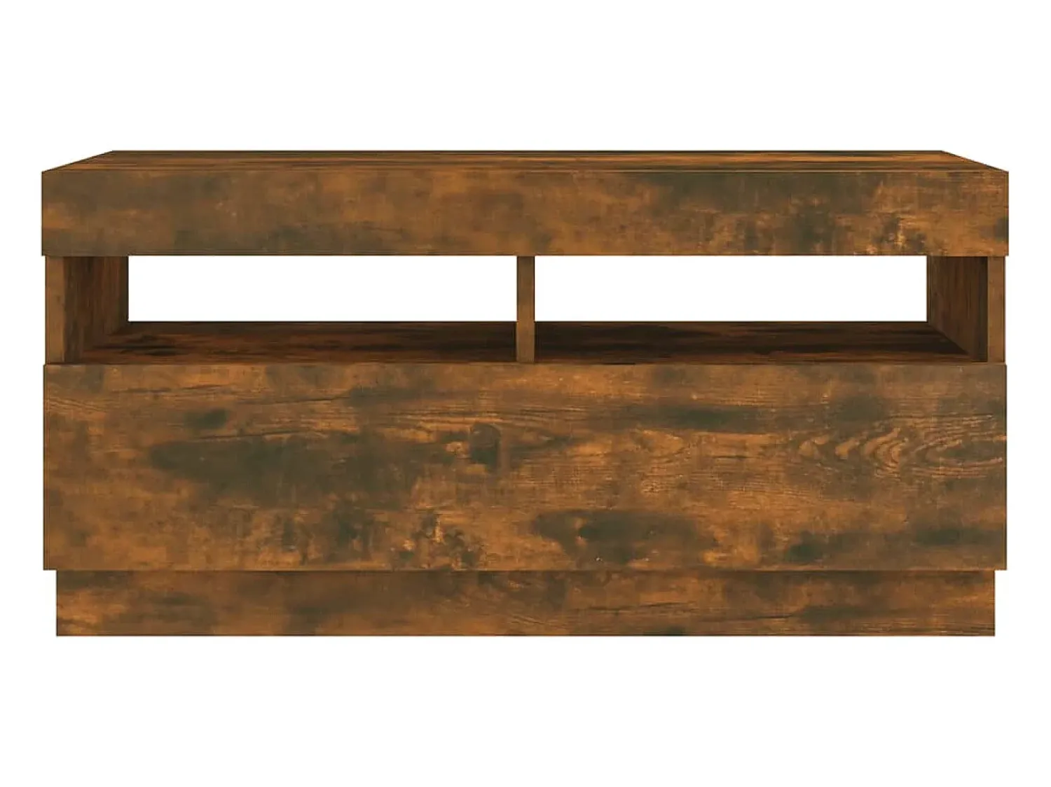 Discount Helloshop26 Móvel de TV multimídia prateleira de televisão televisão buffet sala de jantar sala de estar quarto com luzes LED carvalho fumê 80 x 35 x 40 cm marrom 02_0026747 Castanho