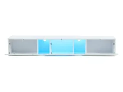 Móvel De Tv|ModernLuxe Móvel de TV mural 180x35x30cm - com 3 portas - com iluminação LED - para televisores de 75" - Branco