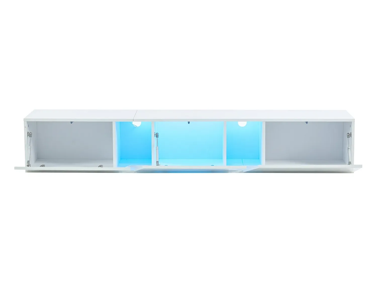 Móvel De Tv|ModernLuxe Móvel de TV mural 180x35x30cm - com 3 portas - com iluminação LED - para televisores de 75" - Branco