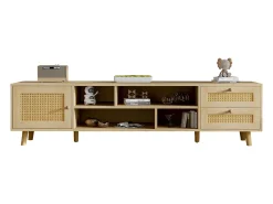 Móvel De Tv|Merax Móvel de TV, Móvel de TV de 160 cm com 2 gavetas, 1 porta e 4 compartimentos, Para TVs até 70", Carvalho Natural claro