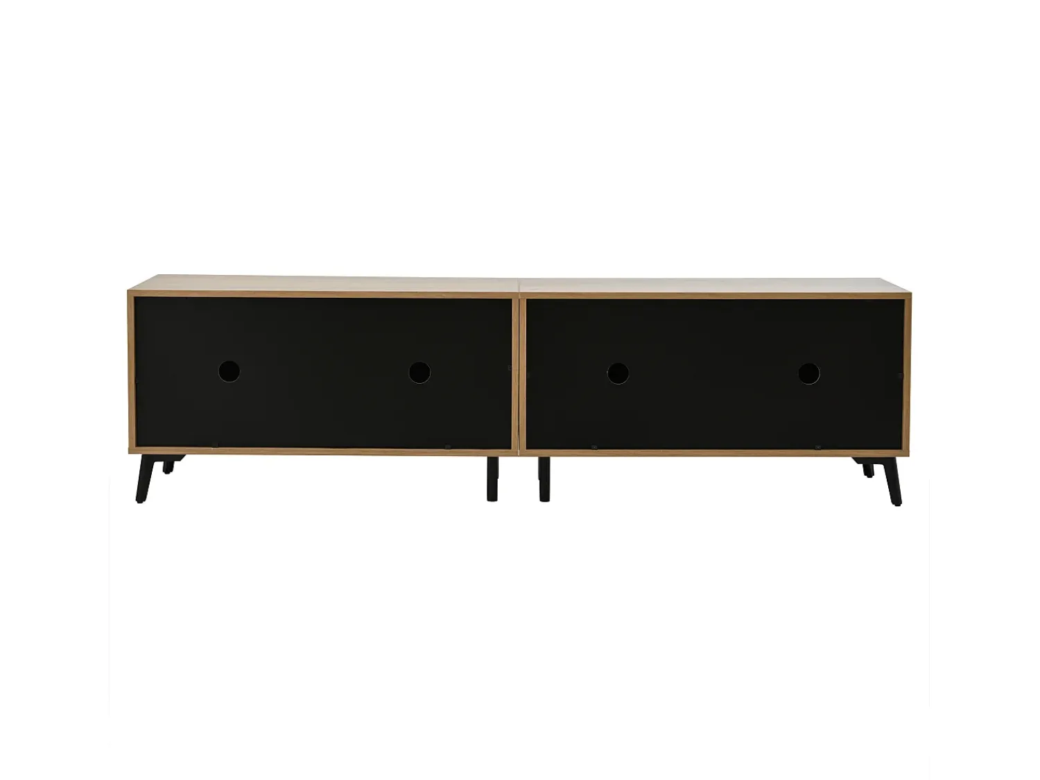 Hauss Spole Móvel de TV natural e preto com 4 portas, tampo em madeira 180x40x50cm^ Móvel De Tv