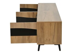 Hauss Spole Móvel de TV natural e preto com 4 portas, tampo em madeira 180x40x50cm^ Móvel De Tv