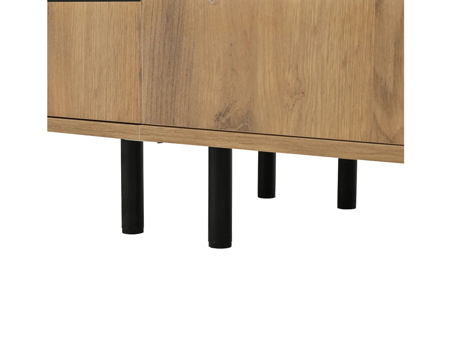 Hauss Spole Móvel de TV natural e preto com 4 portas, tampo em madeira 180x40x50cm^ Móvel De Tv