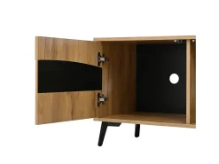 Hauss Spole Móvel de TV natural e preto com 4 portas, tampo em madeira 180x40x50cm^ Móvel De Tv