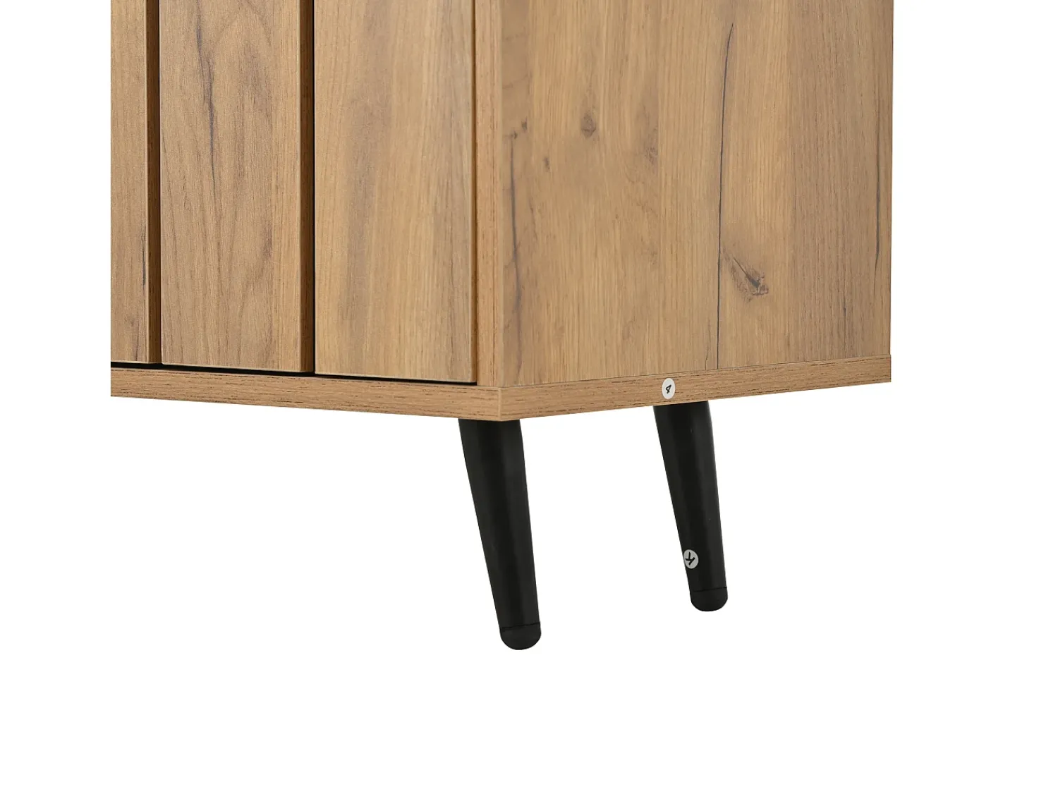 Hauss Spole Móvel de TV natural e preto com 3 portas e 1 divisória em vidro, design com textura de madeira 175x31,5x45cm^ Móvel De Tv