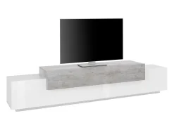 Dmora Móvel de TV Nico, Aparador baixo de sala, Base de móvel de televisão, 100% Fabricado na Itália, 240x45h52 cm, brilhante e concreto^ Móvel De Tv
