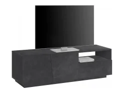 Outlet Dmora Móvel de TV Nino, Aparador baixo de sala com 2 portas, Base de móvel de televisão, 100% Fabricado em Itália, 150x43h46 cm, Ardósia Cinzento