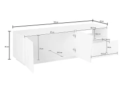 Outlet Dmora Móvel de TV Nino, Aparador baixo de sala com 2 portas, Base de móvel de televisão, 100% Fabricado em Itália, 150x43h46 cm, Ardósia Cinzento