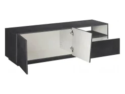 Outlet Dmora Móvel de TV Nino, Aparador baixo de sala com 2 portas, Base de móvel de televisão, 100% Fabricado em Itália, 150x43h46 cm, Ardósia Cinzento