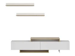 Online Móvel de TV Opole para sala de estar com 2 portas sanfonadas, carvalho e claro, 180 cm Branco