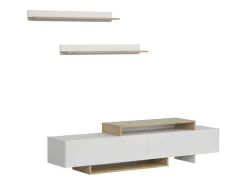 Online Móvel de TV Opole para sala de estar com 2 portas sanfonadas, carvalho e claro, 180 cm Branco
