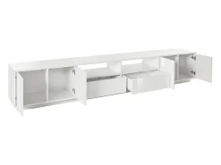 Móvel De Tv*Dmora Móvel de TV Orazio, aparador baixo da sala, base de móvel de TV, 100% Fabricado na Itália, 260x41h46 cm, brilhante Branco