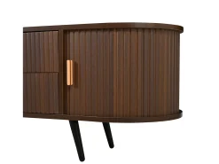 Móvel De Tv*Merax Móvel de TV oval com listras verticais - 180 x 40 x 45 cm - com 4 gavetas + 2 portas de correr - MDF - nogueira escura Castanho
