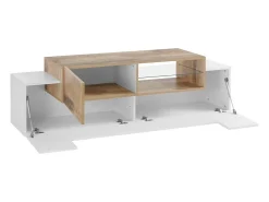 Móvel De Tv*Dmora Móvel de TV Pablo, Aparador baixo de sala, Base de móvel de televisão, 100% Fabricado na Itália, 160x45h51 cm, brilhante e Bordo Branco