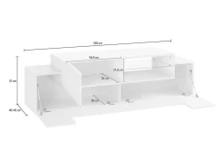 Móvel De Tv|Dmora Móvel de TV Pablo, Aparador baixo de sala, Base de móvel de televisão, 100% Fabricado na Itália, 160x45h51 cm, brilhante e ardósia Branco