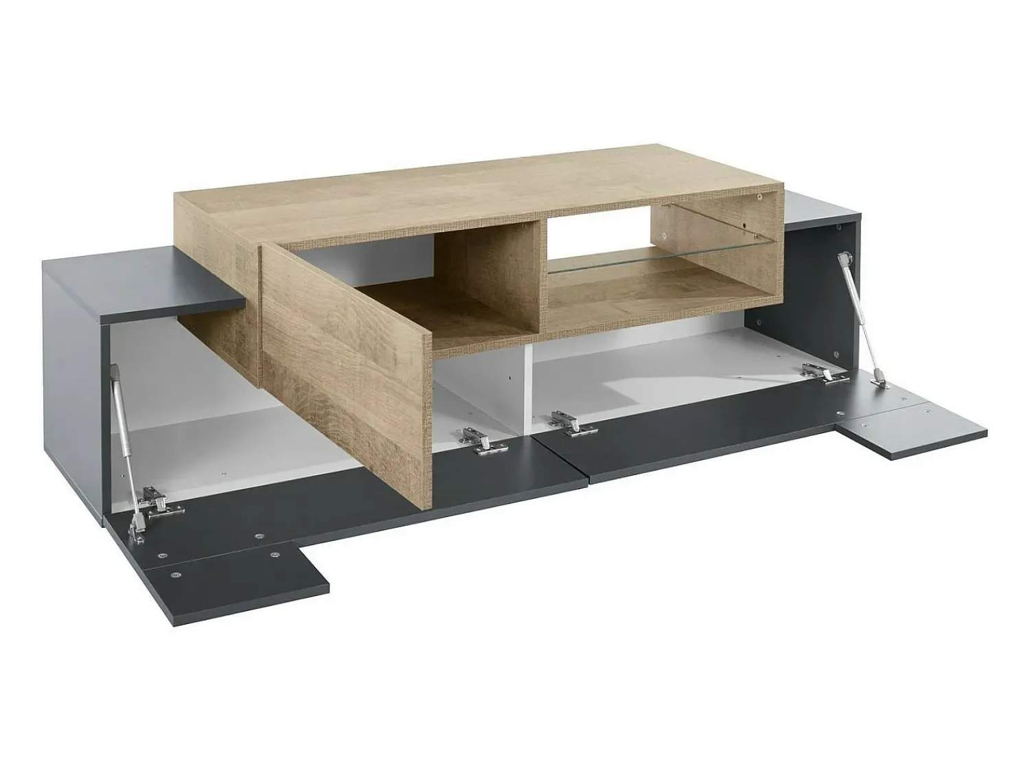 Dmora Móvel de TV Pablo, Aparador baixo da sala, base de móvel de TV, 100% Fabricado na Itália, 160x45h51 cm, Antracite e Bordo^ Móvel De Tv