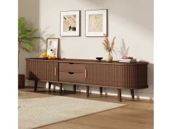 Merax Móvel de TV para sala de estar - 175 x 40 x 42 cm - com 2 gavetas + portas telescópicas - MDF -^ Móvel De Tv