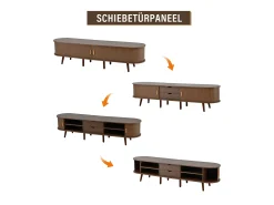 Merax Móvel de TV para sala de estar - 175 x 40 x 42 cm - com 2 gavetas + portas telescópicas - MDF -^ Móvel De Tv